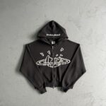 Broken Planet Black Zip Up Hoodie Front