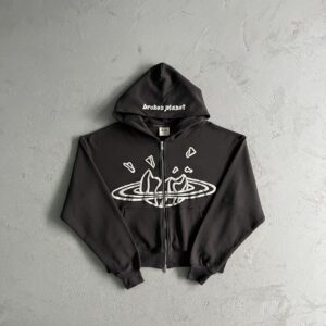 Broken Planet Black Zip Up Hoodie Front
