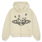 Broken Planet Zip Up Bone White Hoodie
