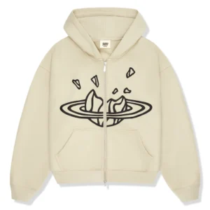 Broken Planet Zip Up Bone White Hoodie